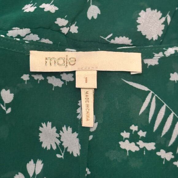 MAJE Green Floral Midi Dress Surplice Neck Wedding Cocktail Party Romantic Boho - Picture 8 of 12